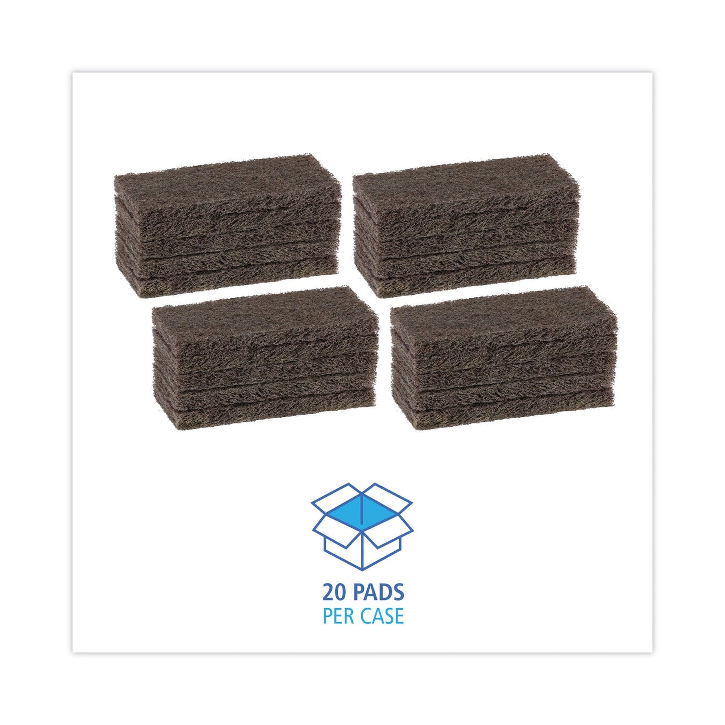 Boardwalk Heavy-Duty Scour Pad, 4.63 x 10, Brown, 20/Carton