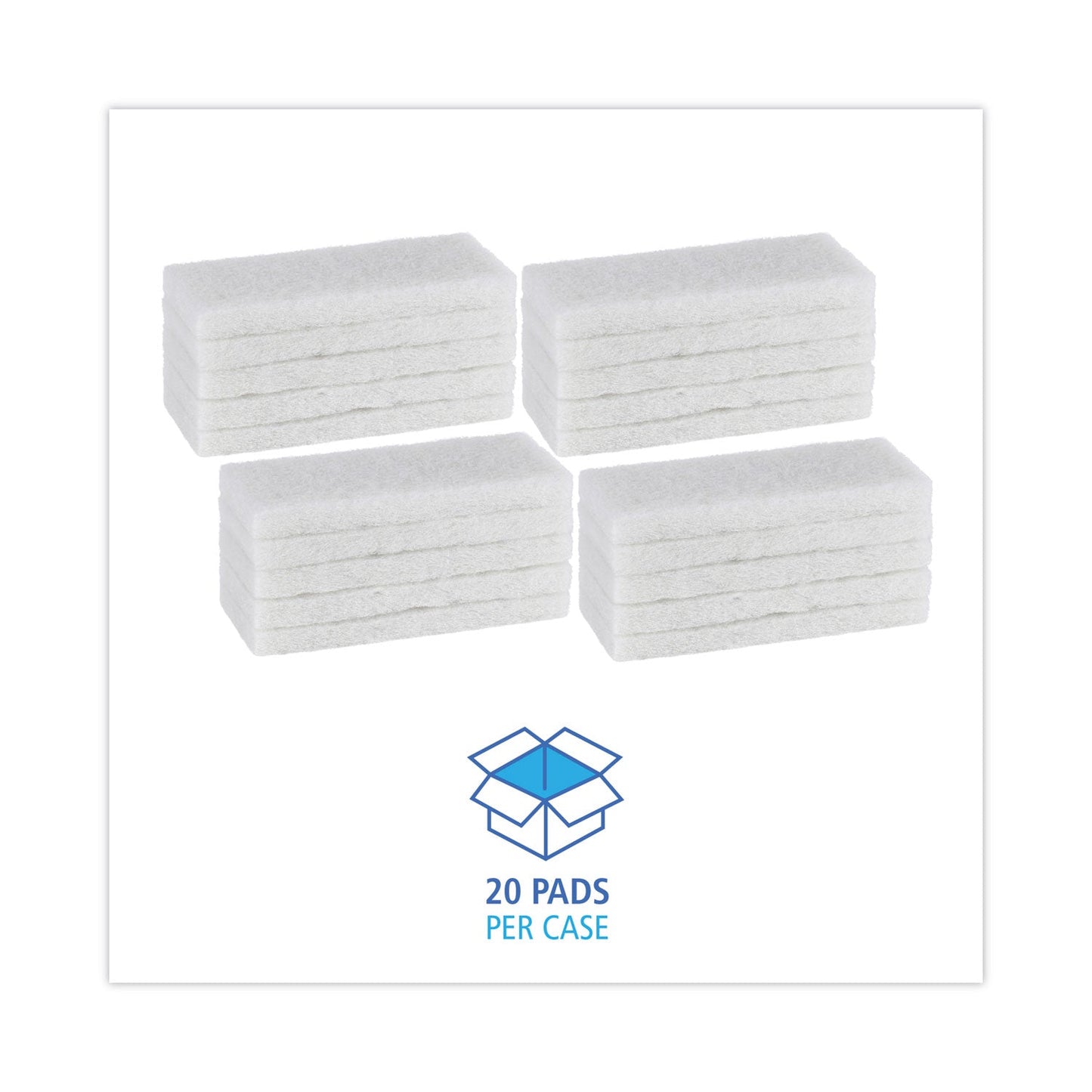 Boardwalk Light Duty Scour Pad, 4.63  x 10, White, 20/Carton