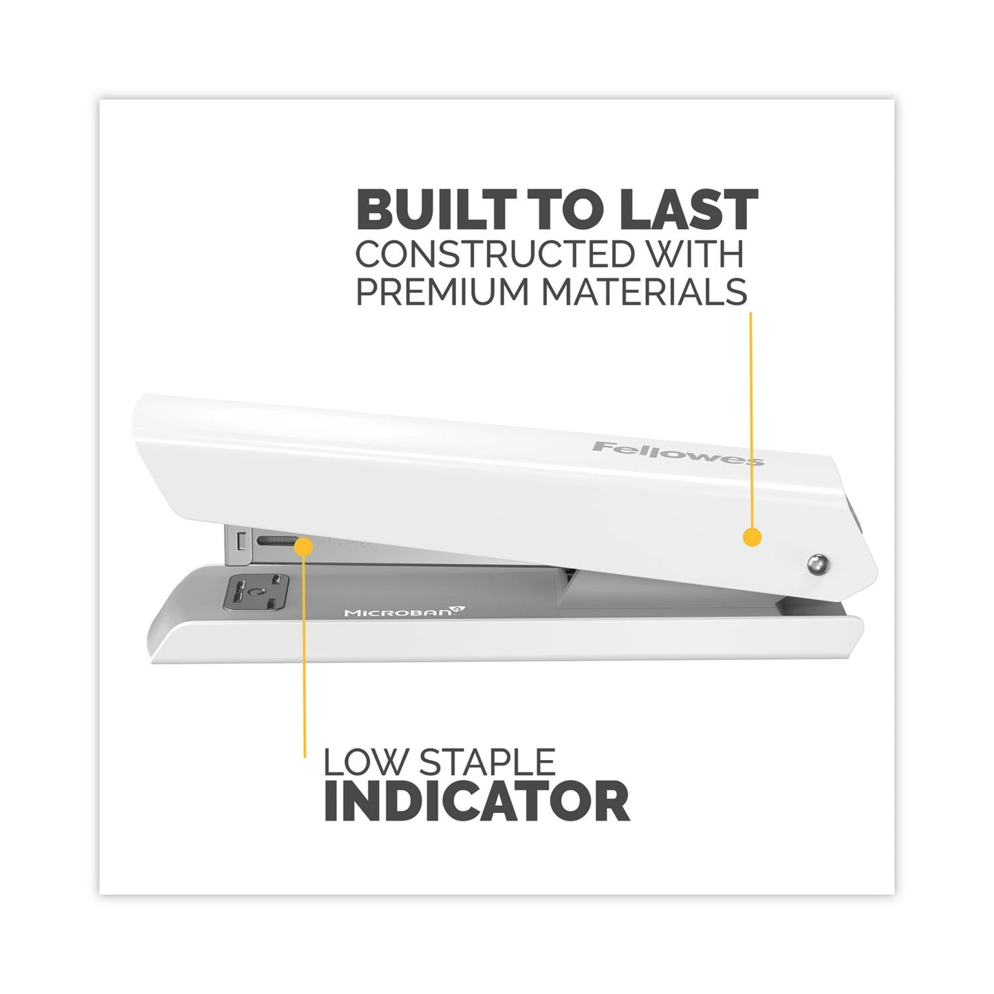 Fellowes LX820 Classic Full Strip Stapler, 20-Sheet Capacity, White