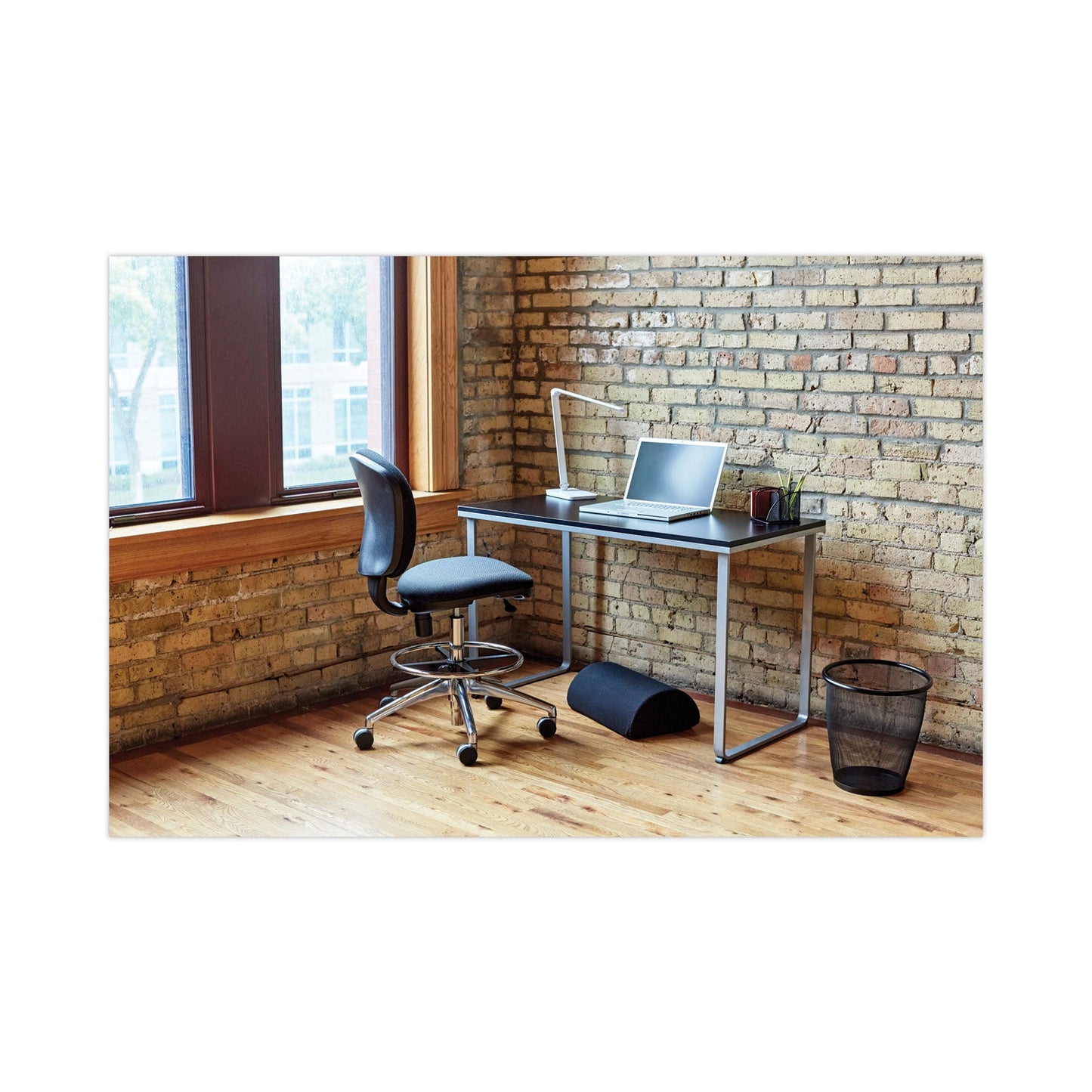 Safco Steel Desk, 47.25" x 24" x 28.75", Black/Silver