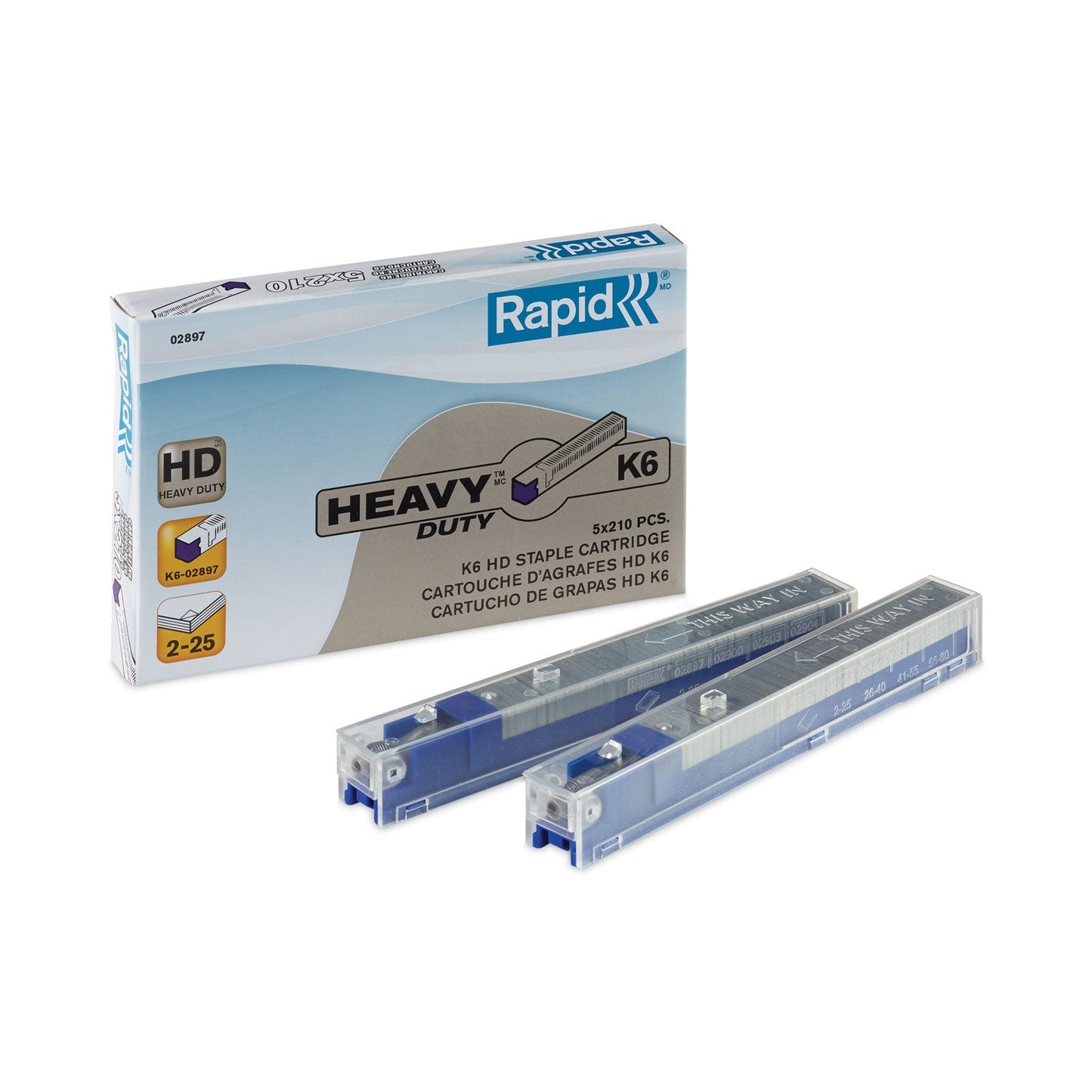 Rapid Staple Cartridge, 0.25" Leg, 0.5" Crown, Steel, 210/Cartridge, 5 Cartridges/Pack, 1,050/Pack