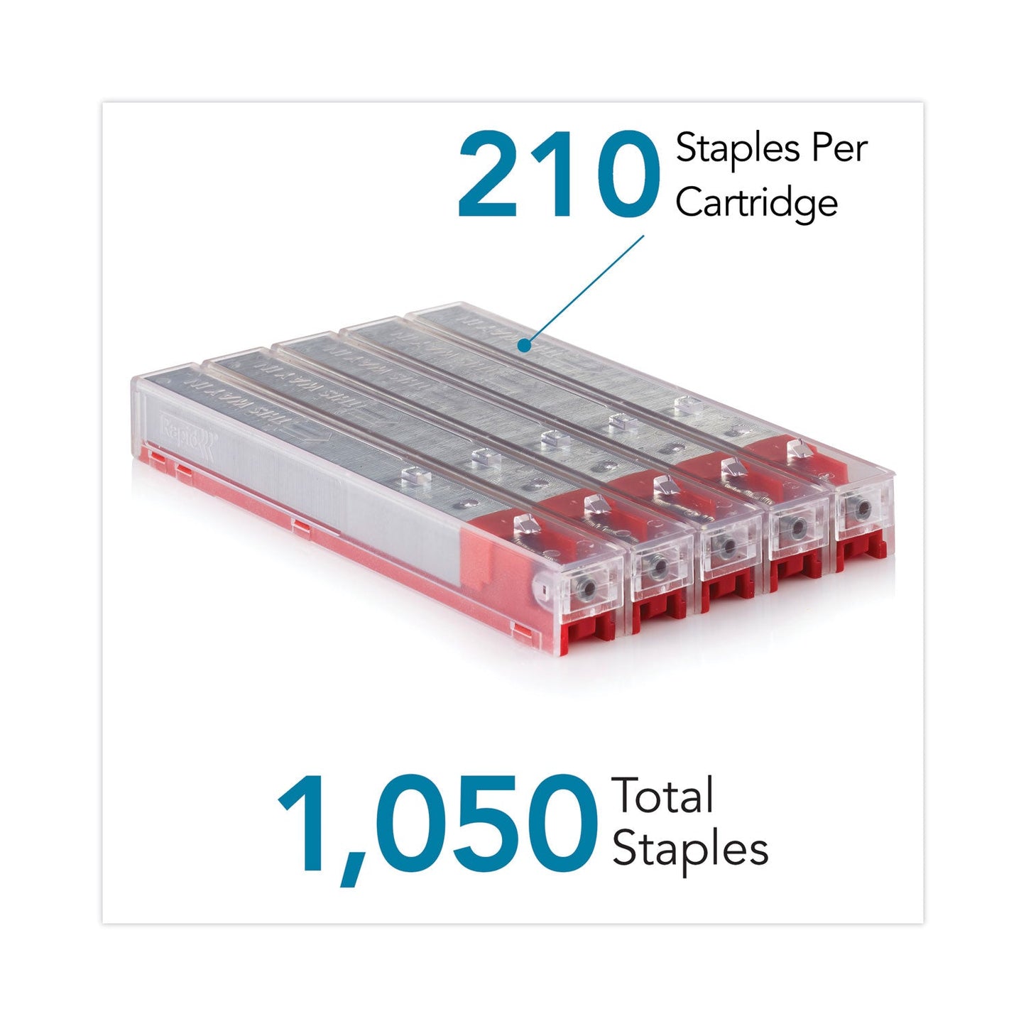 Rapid Staple Cartridge, 0.47" Leg, 0.5" Crown, Steel, 210/Cartridge, 5 Cartridges/Pack, 1,050/Pack