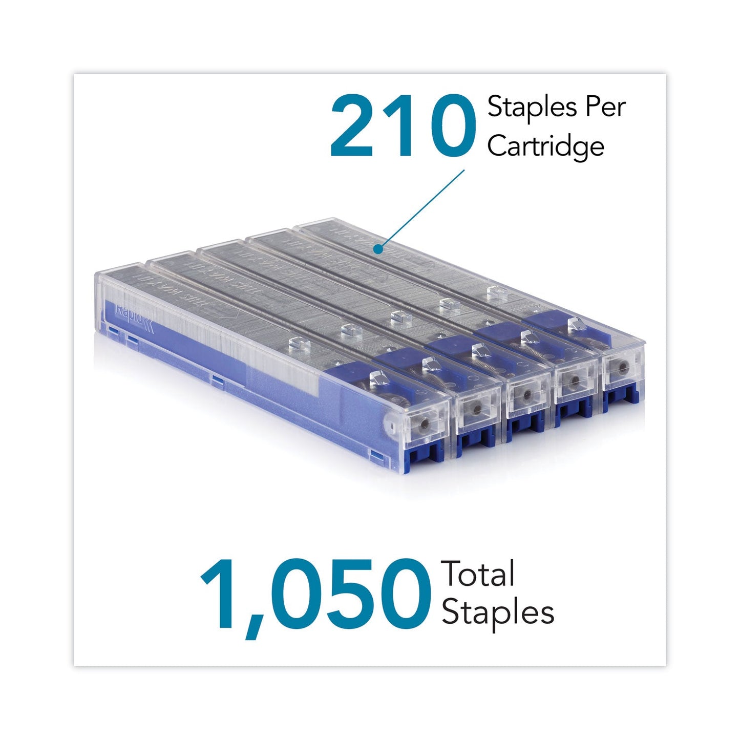 Rapid Staple Cartridge, 0.25" Leg, 0.5" Crown, Steel, 210/Cartridge, 5 Cartridges/Pack, 1,050/Pack
