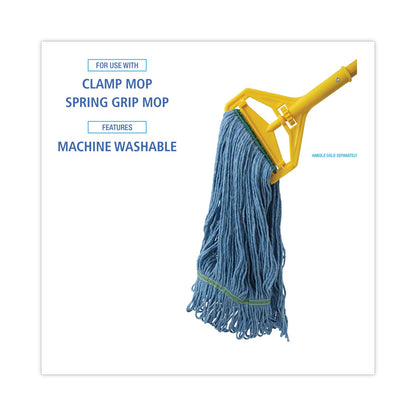 Boardwalk Super Loop Wet Mop Head, Cotton/Synthetic Fiber, 1" Headband, Medium Size, Blue, 12/Carton