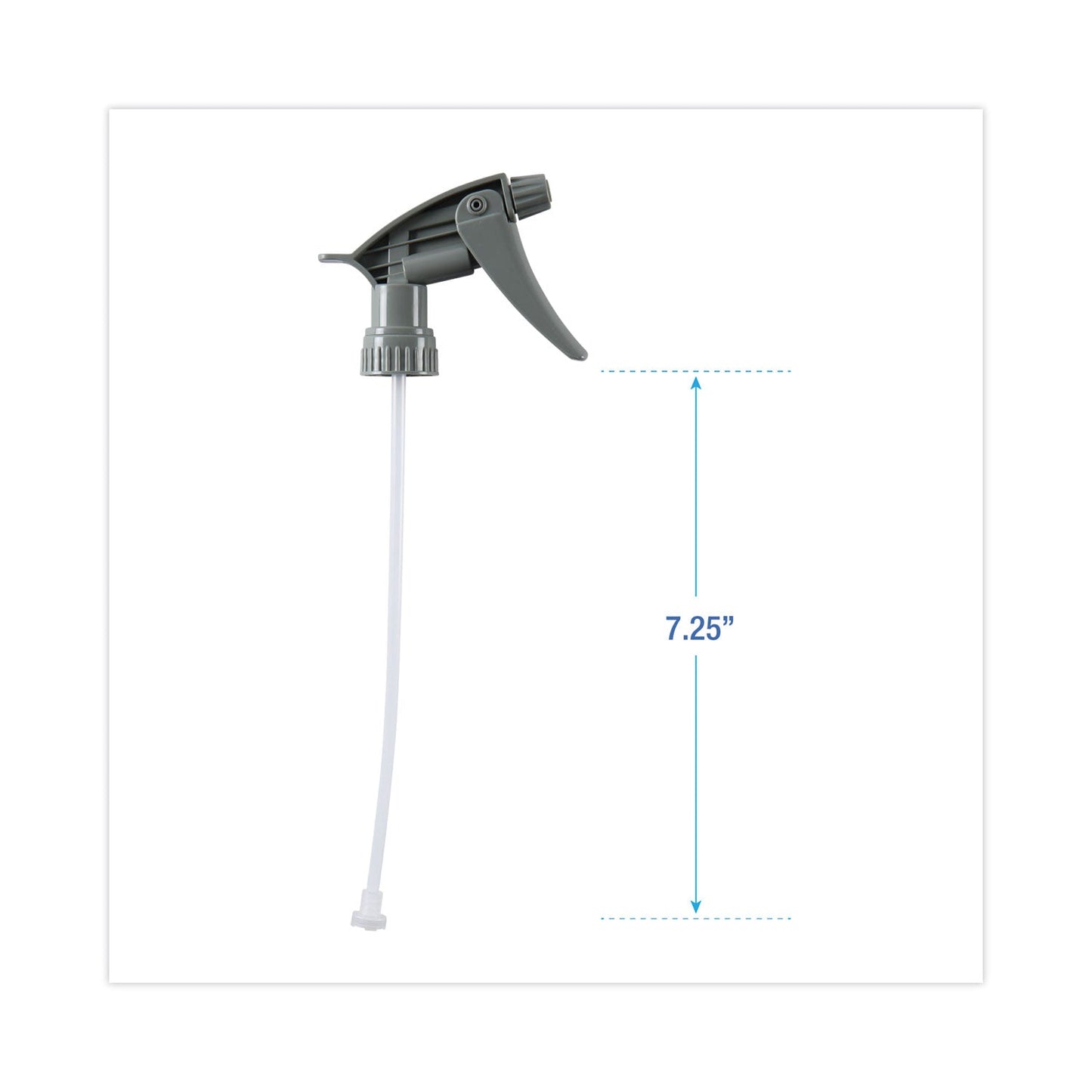 Boardwalk Chemical-Resistant Trigger Sprayer 320CR, 7.25" Tube, Fits16 oz Bottles, Gray, 24/Carton