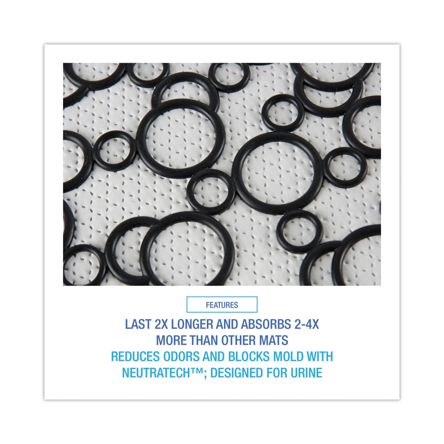 Boardwalk Urinal Mat 2.0, Rubber, 17.5 x 20, Black/White, 6/Carton