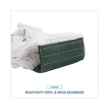 Boardwalk Loop End Rayon Mop Head, Rayon, Medium, 14 oz, White, Dozen