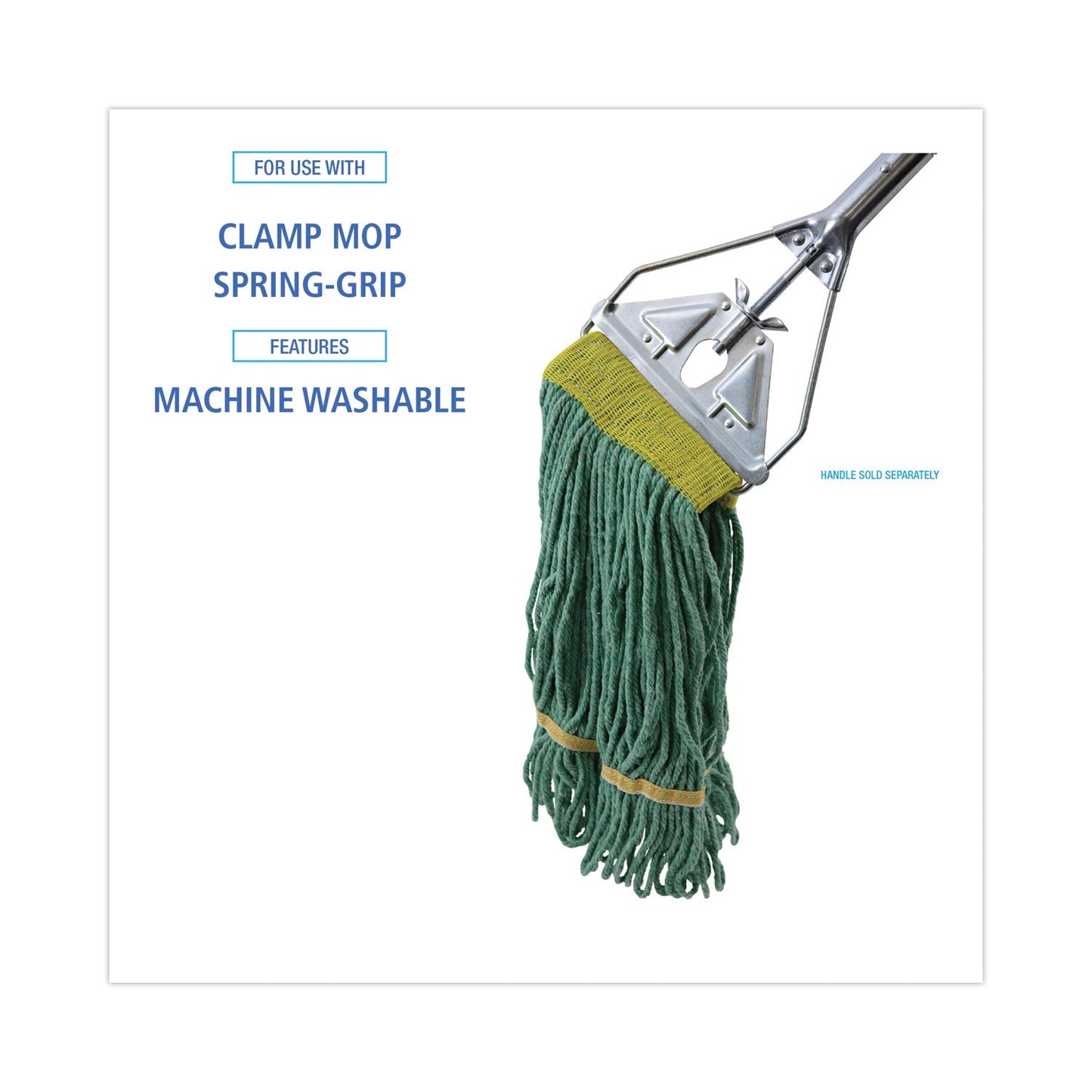 Boardwalk Super Loop Wet Mop Head, Cotton/Synthetic Fiber, 5" Headband, Small Size, Green, 12/Carton