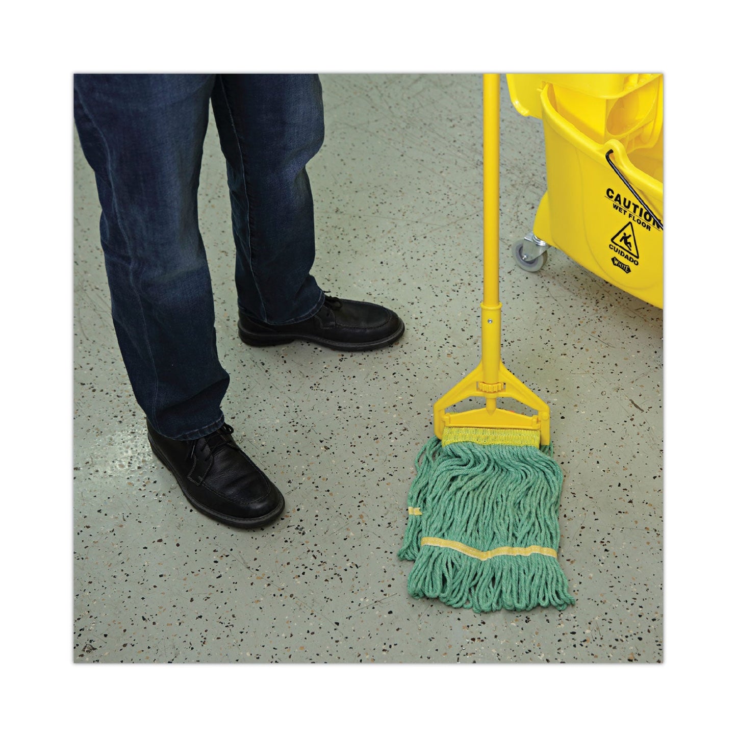 Boardwalk Super Loop Wet Mop Head, Cotton/Synthetic Fiber, 5" Headband, Small Size, Green, 12/Carton