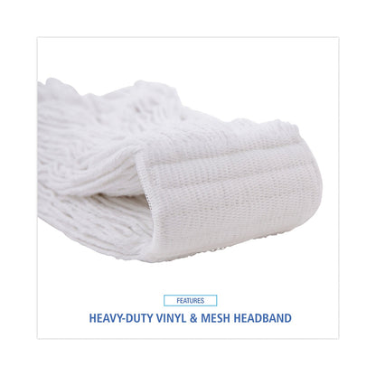 Boardwalk Mop Head, Pro Loop Web/Tailband, Premium Saddleback Head, Ryn, 24-oz., WH, 12/CT
