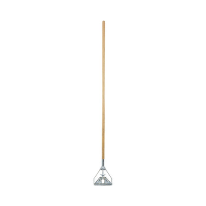 Boardwalk Screw Clamp Metal Head Wooden Mop Handle, #20+, 1.13" dia x 63", Natural