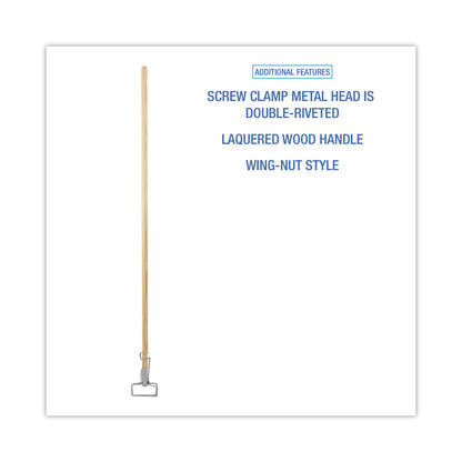 Boardwalk Spring Grip Metal Head Mop Handle for Most Mop Heads, Wood, 60", Natural