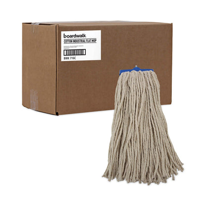 Boardwalk Cut-End Lie-Flat Wet Mop Head, Cotton, 16oz, White, 12/Carton