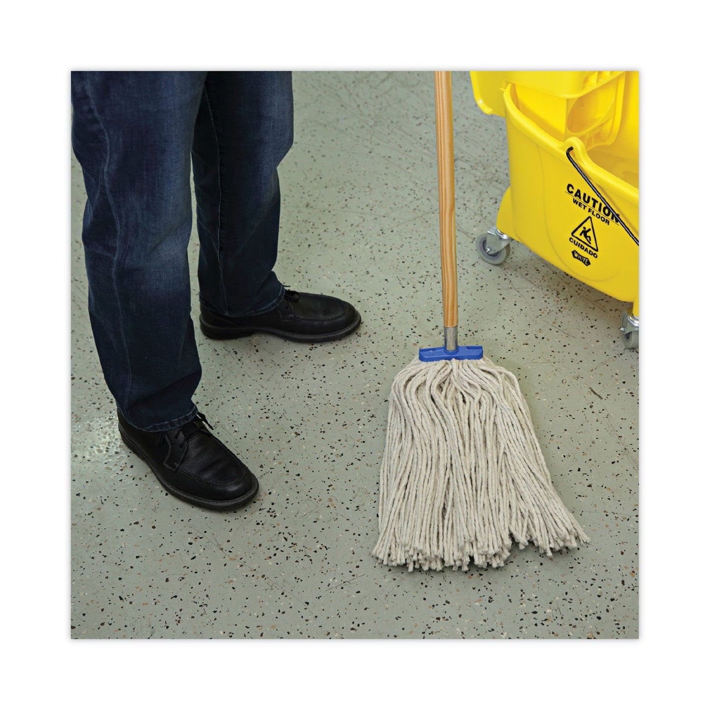 Boardwalk Cut-End Lie-Flat Wet Mop Head, Cotton, 24oz, White, 12/Carton