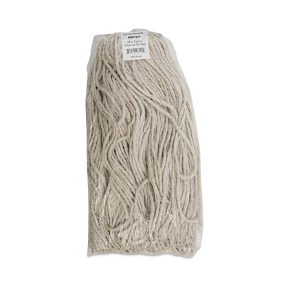 Boardwalk Cut-End Lie-Flat Wet Mop Head, Cotton, 24oz, White, 12/Carton
