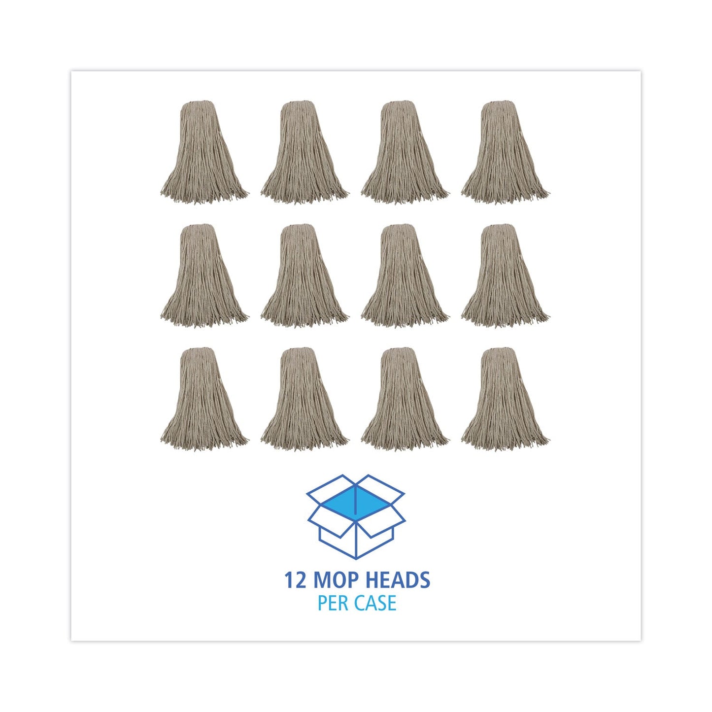 Boardwalk Mop Head, Economical Lie-Flat Head, Cotton Fiber, 32oz, White, 12/Carton