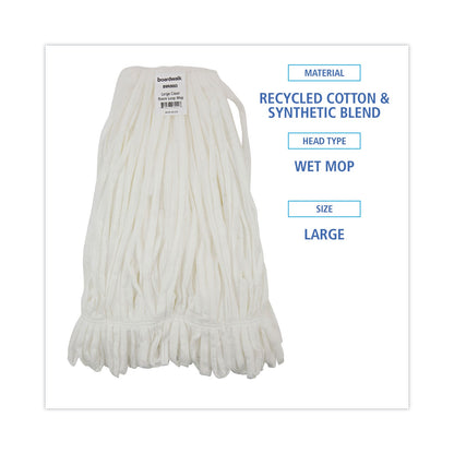 Boardwalk Mop Head, Looped, Enviro Clean With Tailband, Large, White, 12/Carton