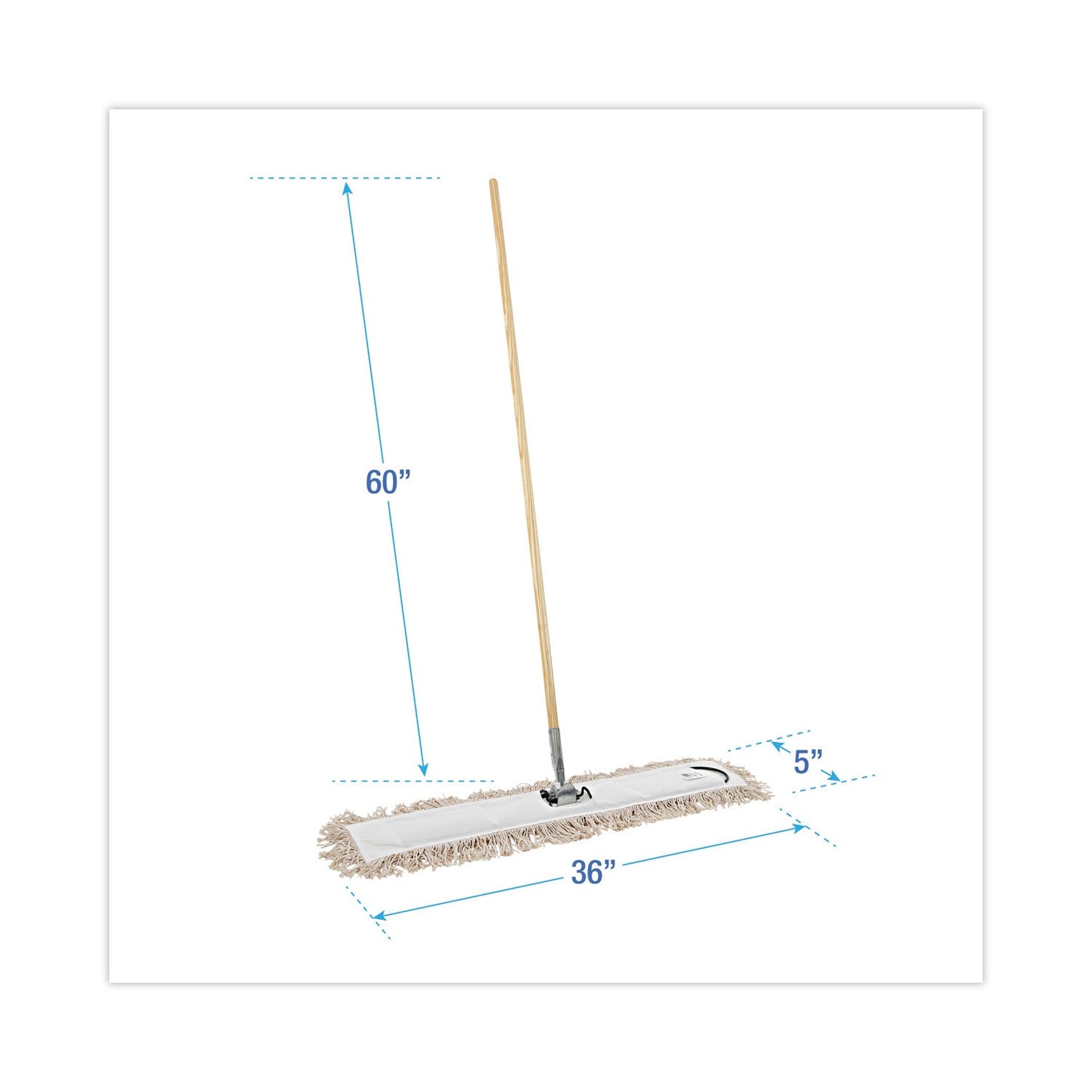Boardwalk Cotton Dry Mopping Kit, 36 x 5 Natural Cotton Head, 60" Natural Wood Handle