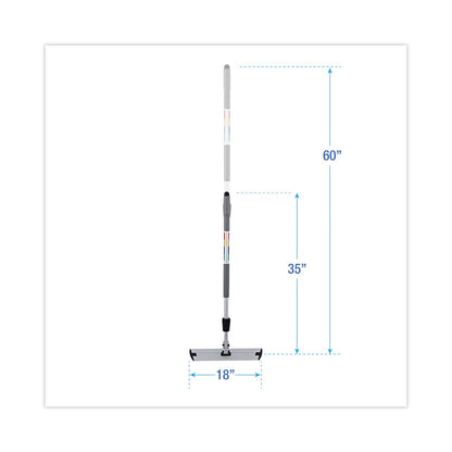 Boardwalk Microfiber Cleaning Kit, 18" Wide Blue/Green Microfiber Head, 35" to 60" Gray Aluminum Handle