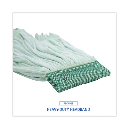 Boardwalk Microfiber Looped-End Wet Mop Head, Large, Green, 12/Carton
