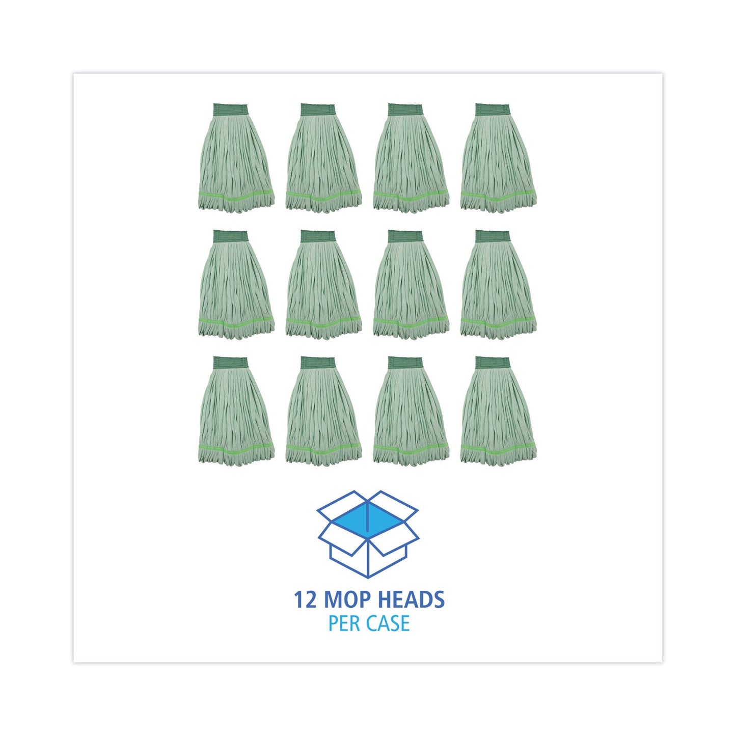 Boardwalk Microfiber Looped-End Wet Mop Head, Large, Green, 12/Carton