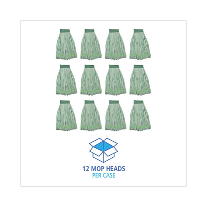 Boardwalk Microfiber Looped-End Wet Mop Head, Large, Green, 12/Carton