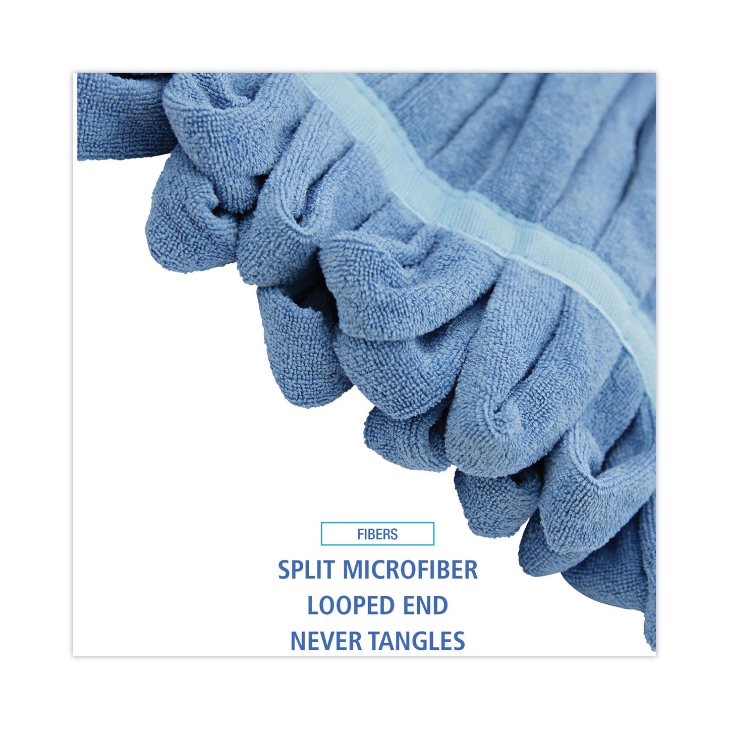 Boardwalk Microfiber Looped-End Wet Mop Heads, Medium, Blue, 12/Carton, 12/Carton