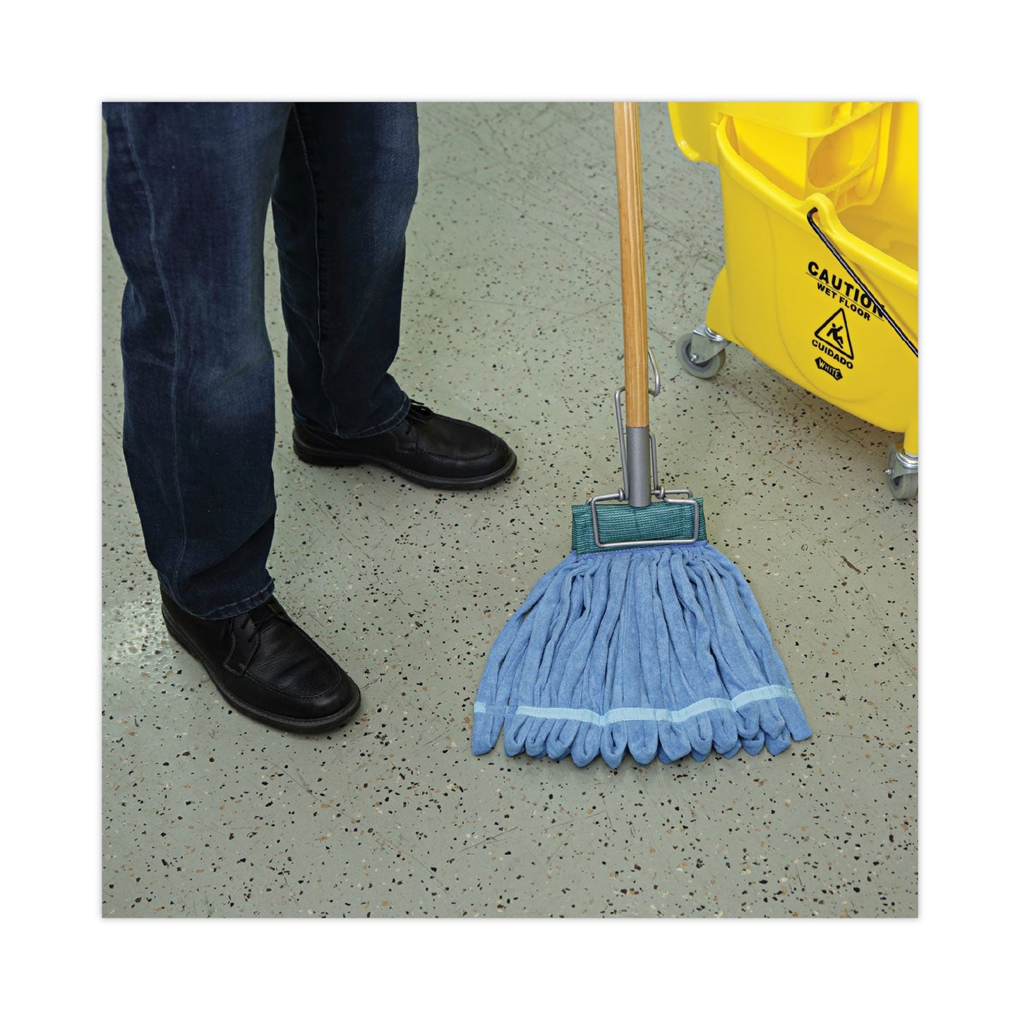Boardwalk Microfiber Looped-End Wet Mop Heads, Medium, Blue, 12/Carton, 12/Carton