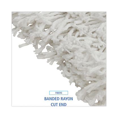 Boardwalk Banded Rayon Cut-End Mop Heads, #24, White, 1.25" Headband, 12/Carton