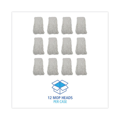 Boardwalk Banded Rayon Cut-End Mop Heads, #24, White, 1.25" Headband, 12/Carton