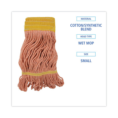 Boardwalk Super Loop Wet Mop Head, Cotton/Synthetic Fiber, 5" Headband, Small Size, Orange, 12/Carton