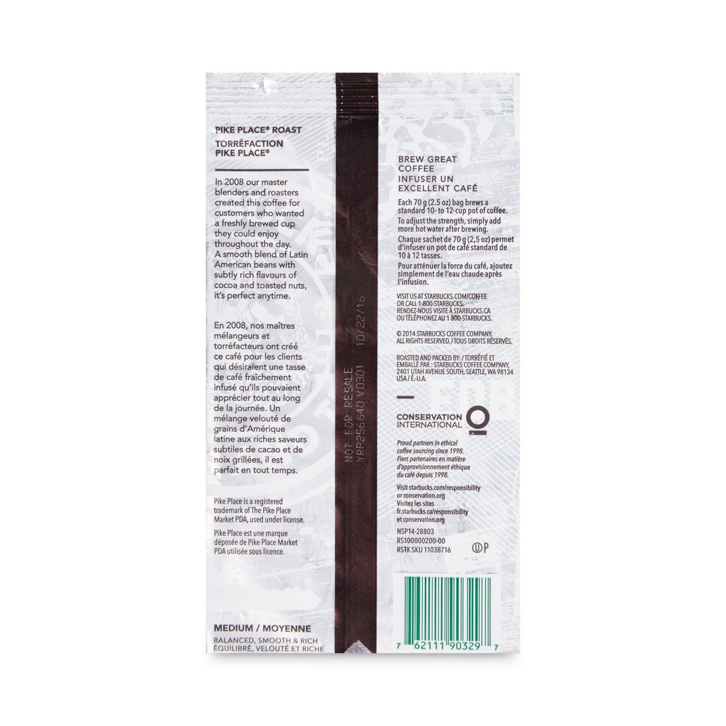 Starbucks Coffee, Pike Place, 2.5oz, 18/Box