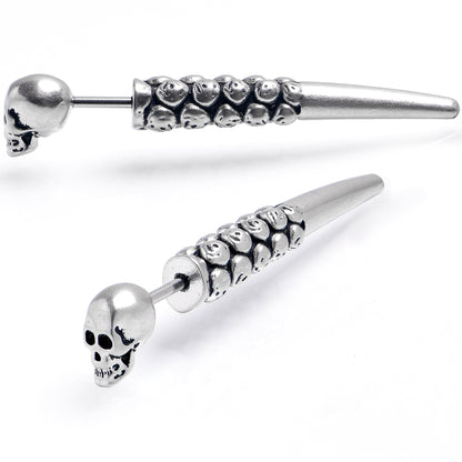 Skull Head Stainless Steel Screw Taper Cheater Plug Set