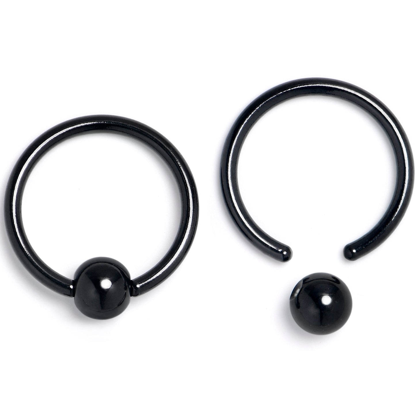 16G 3/8 Black Skull Crossbones Pink BCR Captive Ring Set of 4