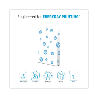 HP Papers Office20 Paper, 92 Bright, 20 lb Bond Weight, 11 x 17, White, 500/Ream