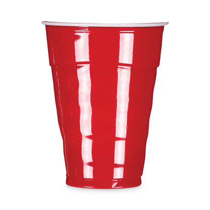 Hefty Easy Grip Disposable Plastic Party Cups, 18 oz, Red, 50/Pack, 8 Packs/Carton