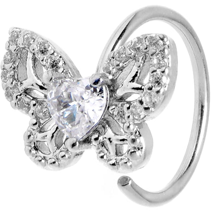 20G 5/16 Clear CZ Gem Butterfly Delight Nose Hoop