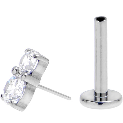 16G 5/16 Clear Gem G23 Titanium Threadless Push In Labret Tragus