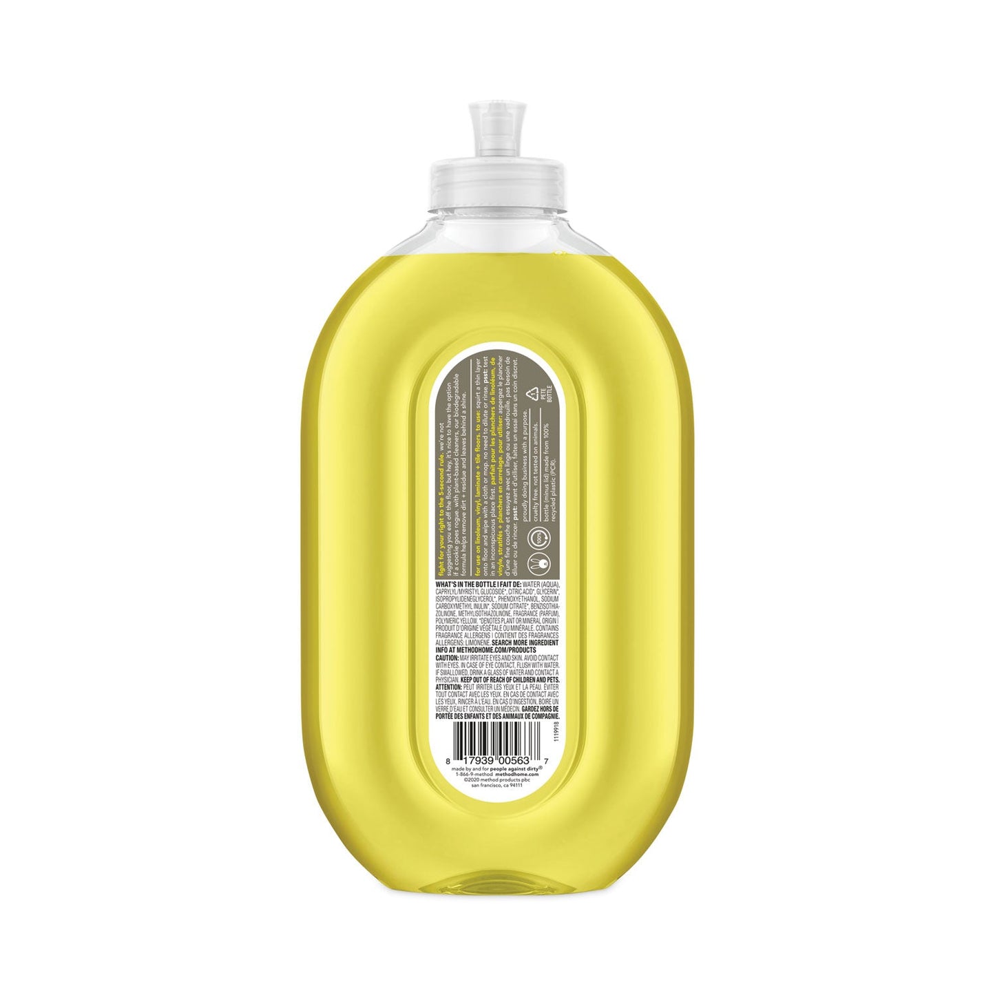 Method Squirt + Mop Hard Floor Cleaner, 25 oz Spray Bottle, Lemon Ginger, 6/Carton