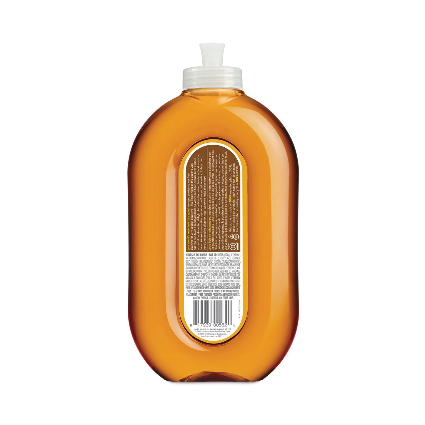 Method Squirt + Mop Wood Floor Cleaner, Almond Scent, 25 oz Squirt Bottle, 6/Carton