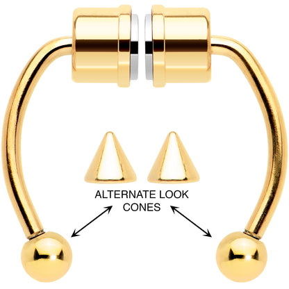Gold Tone PVD Magnetic Septum Ring Horseshoe Non-Pierced Fake Nose Ring Set