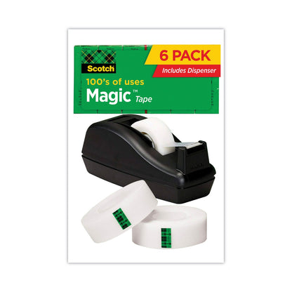 Scotch Magic Tape Desktop Dispenser Value Pack, 1" Core, 0.75" x 83.33 ft, Clear