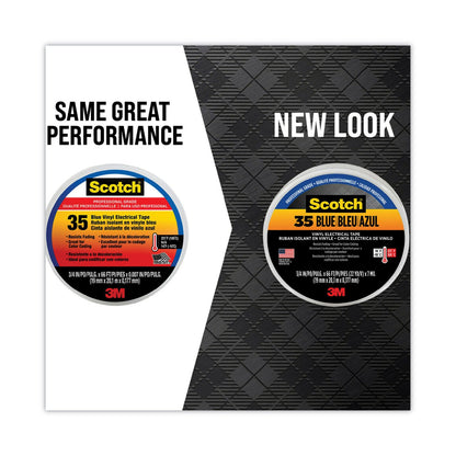 3M Scotch 35 Vinyl Electrical Color Coding Tape, 3" Core, 0.75" x 66 ft, Blue