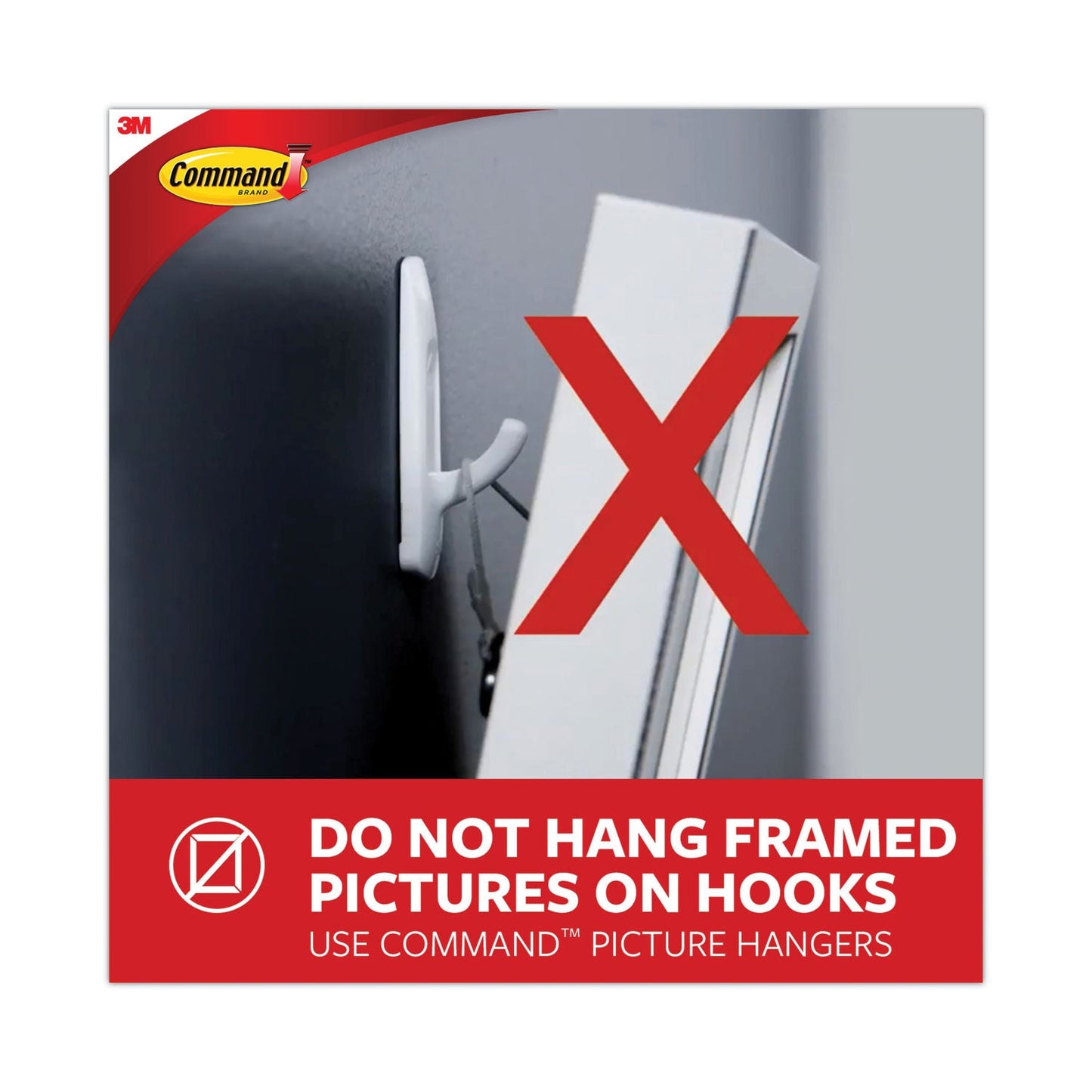 Command General Purpose Hooks, Large, 5 lb Cap, White, 1 Hook and 2 Strips/Pack