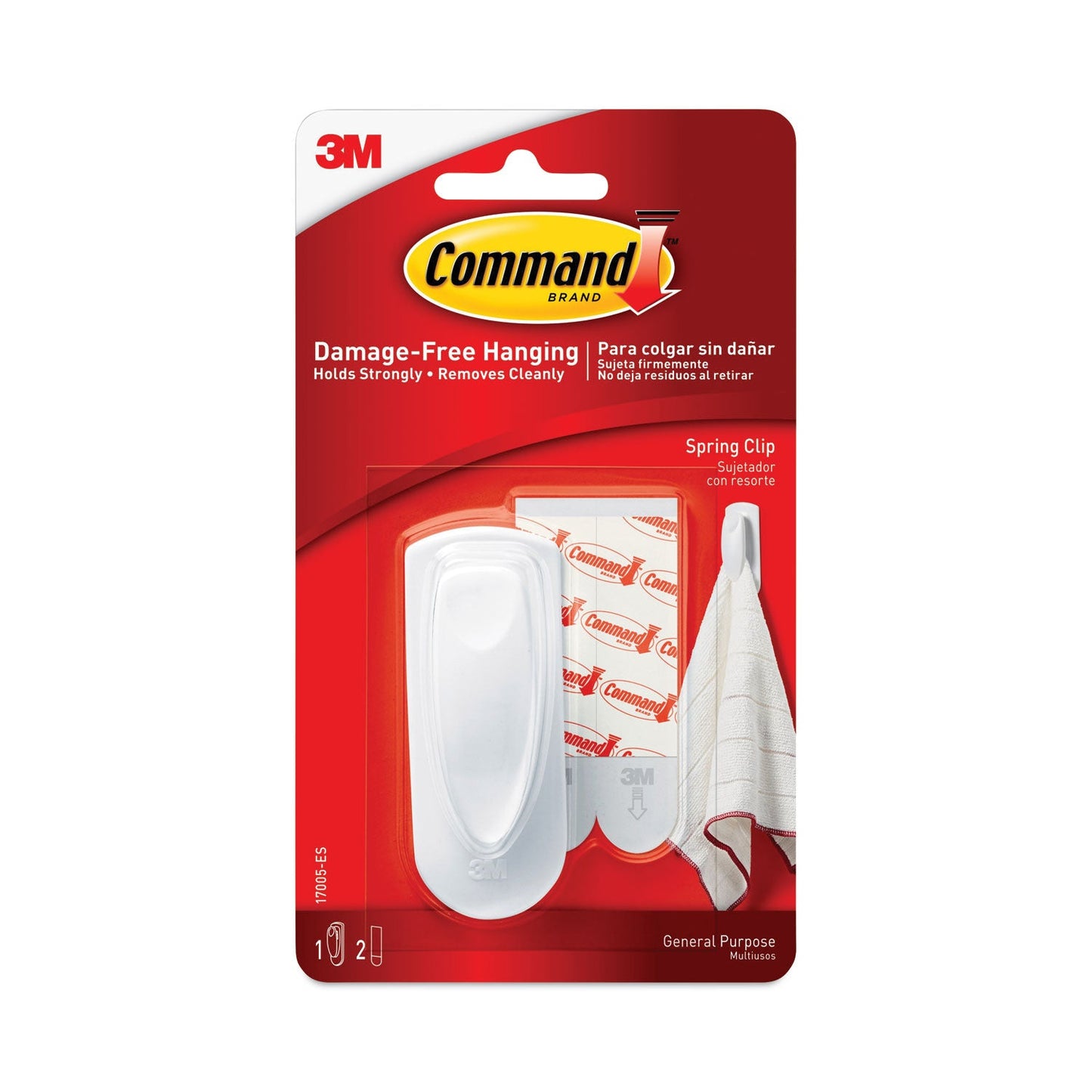 Command Spring Hook, 1 1/8w x 3/4d x 3h, White, 1 Hook/Pack