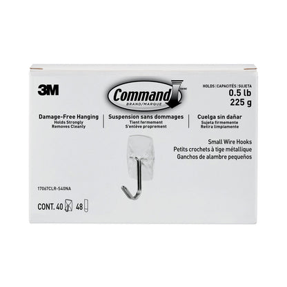 Command Clear Hooks and Strips, Plastic/Metal, Small, 40 Hooks and 48 Strips/Pack