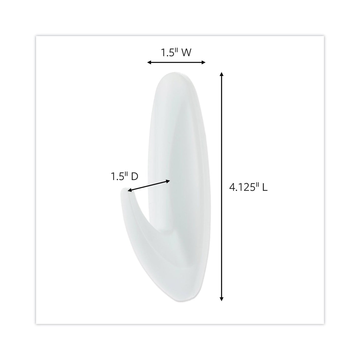 Command Designer Hooks, Plastic, White, 5 lb Cap, 16 Hooks and 24 Strips/Pack