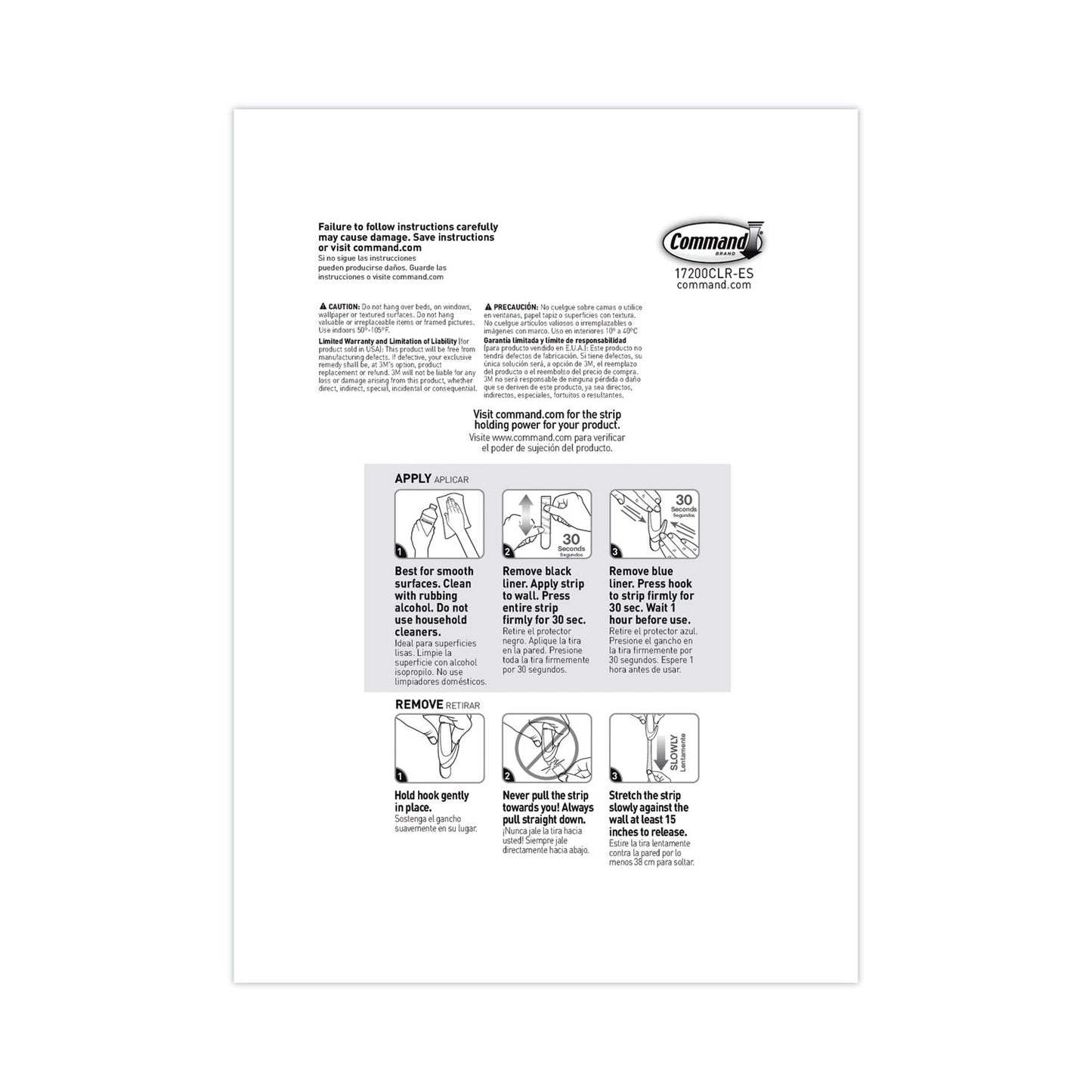 Command Assorted Refill Strips, Removable, (8) Small 0.75 x 1.75, (4) Medium 0.75 x 2.75, (4) Large 0.75 x 3.75, Clear, 16/Pack