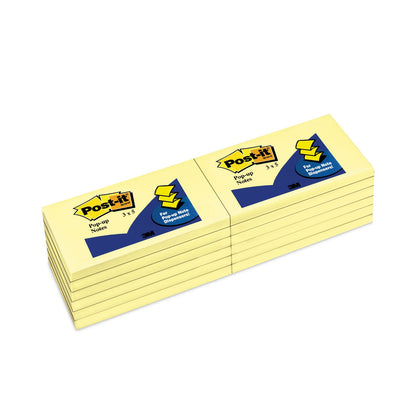 Post-it Original Canary Yellow Pop-up Refill, 3" x 5", Canary Yellow, 100 Sheets/Pad, 12 Pads/Pack