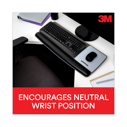 3M Antimicrobial Gel Mouse Pad/Keyboard Wrist Rest Platform, 25.5 x 10.6, Black/Silver